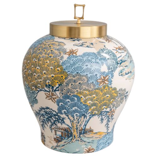 Sea of Trees Jar, Blue/Yellow