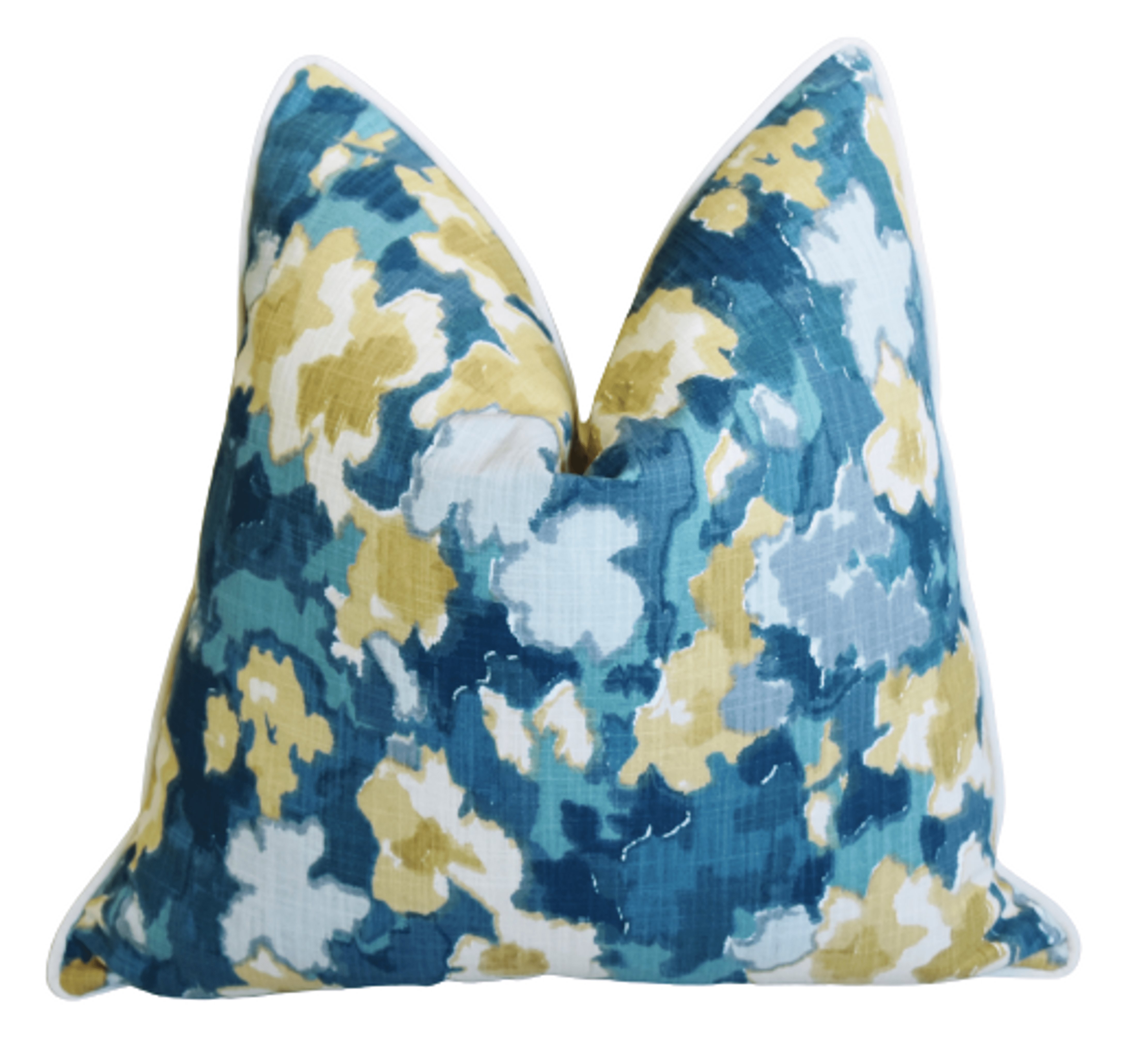 Madcap Cottage Floral Pillow, Blue/Gold~P77613399