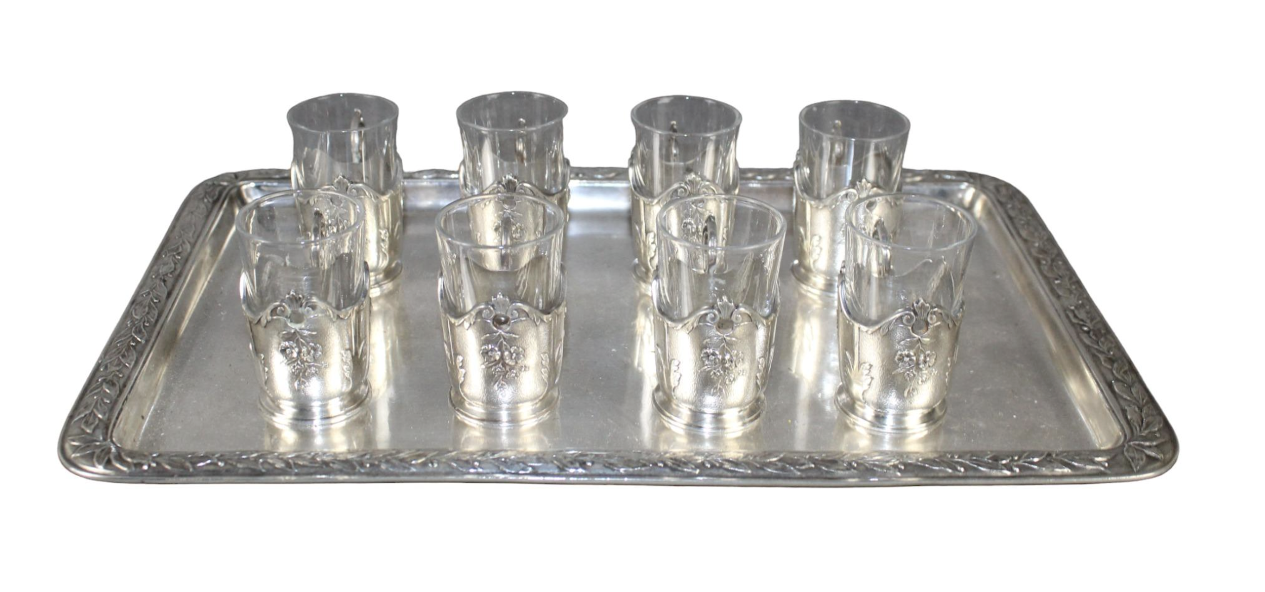 Christofle Silver Tray & Shot Glasses~P77687435