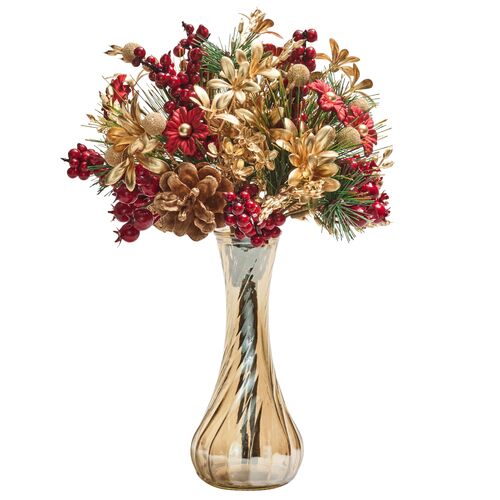 Xmas Cheer Floral Bouquet, Red/Green/Gold