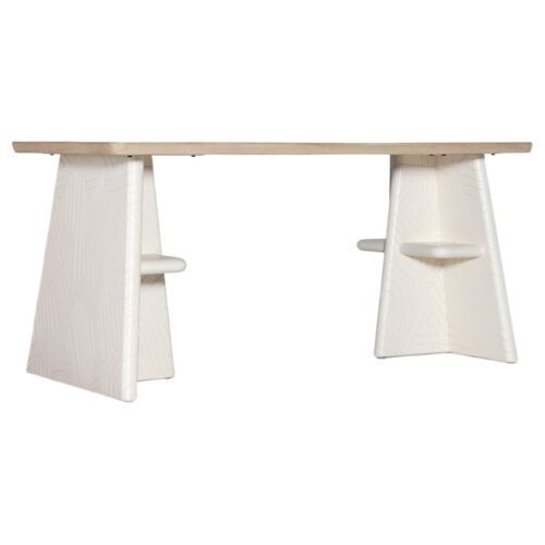 Effie Writing Table, Creamy White/Light Elm