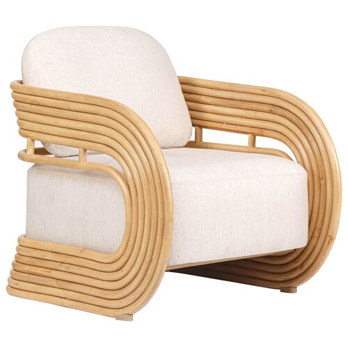 Vionnen Accent Chair, Natural Cane/Cream Linen