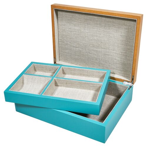 Two-Tone Jewelry Box, Turquoise~P77640909