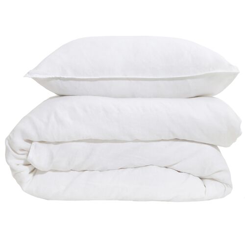 Parker Linen Duvet Set, White