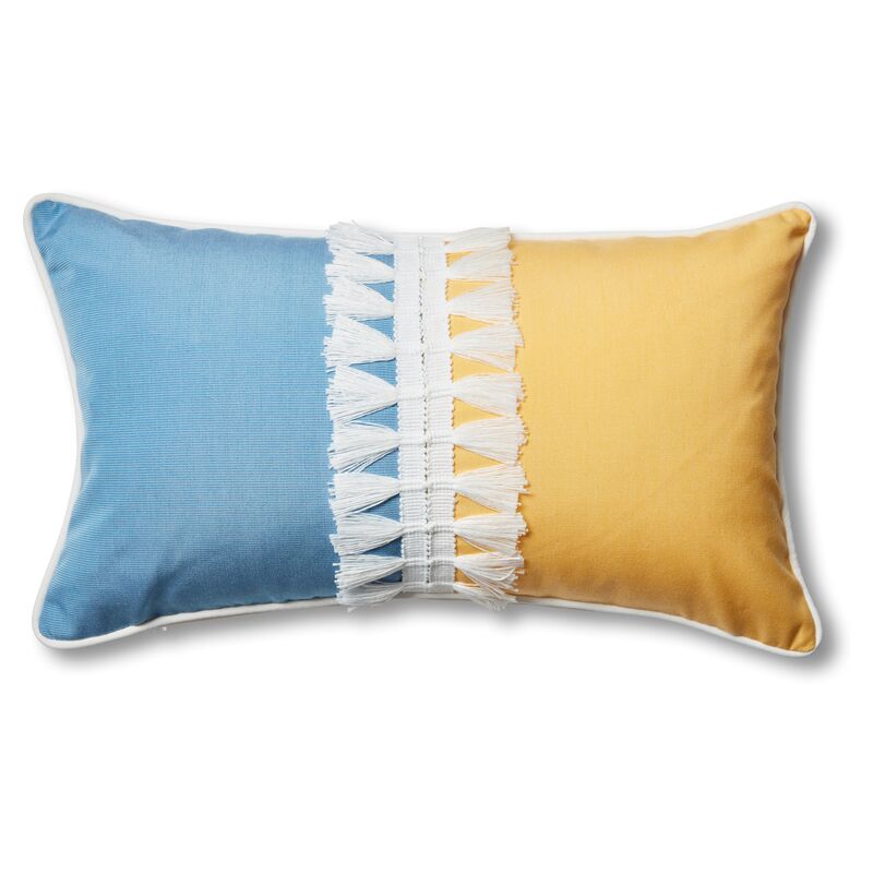Kit 13x22 Outdoor Lumbar Pillow, Blue/Yellow