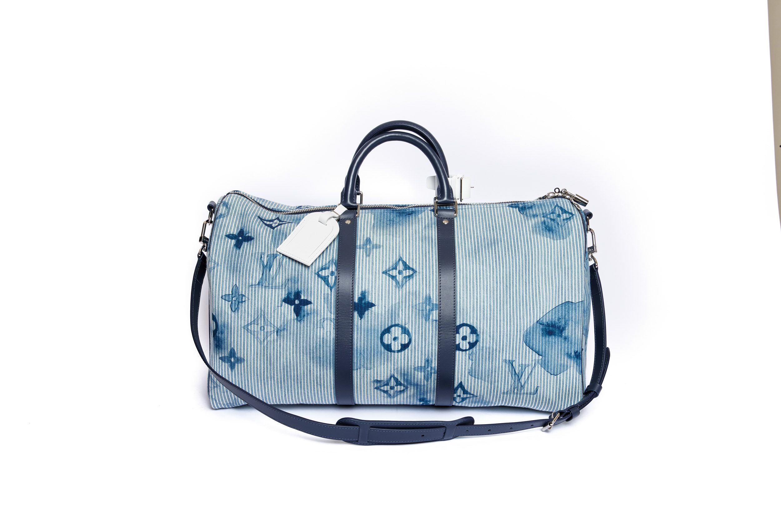 Louis Vuitton Keepall Bandouliere 50 Hickory Stripes Denim Watercolor in  Cotton Canvas