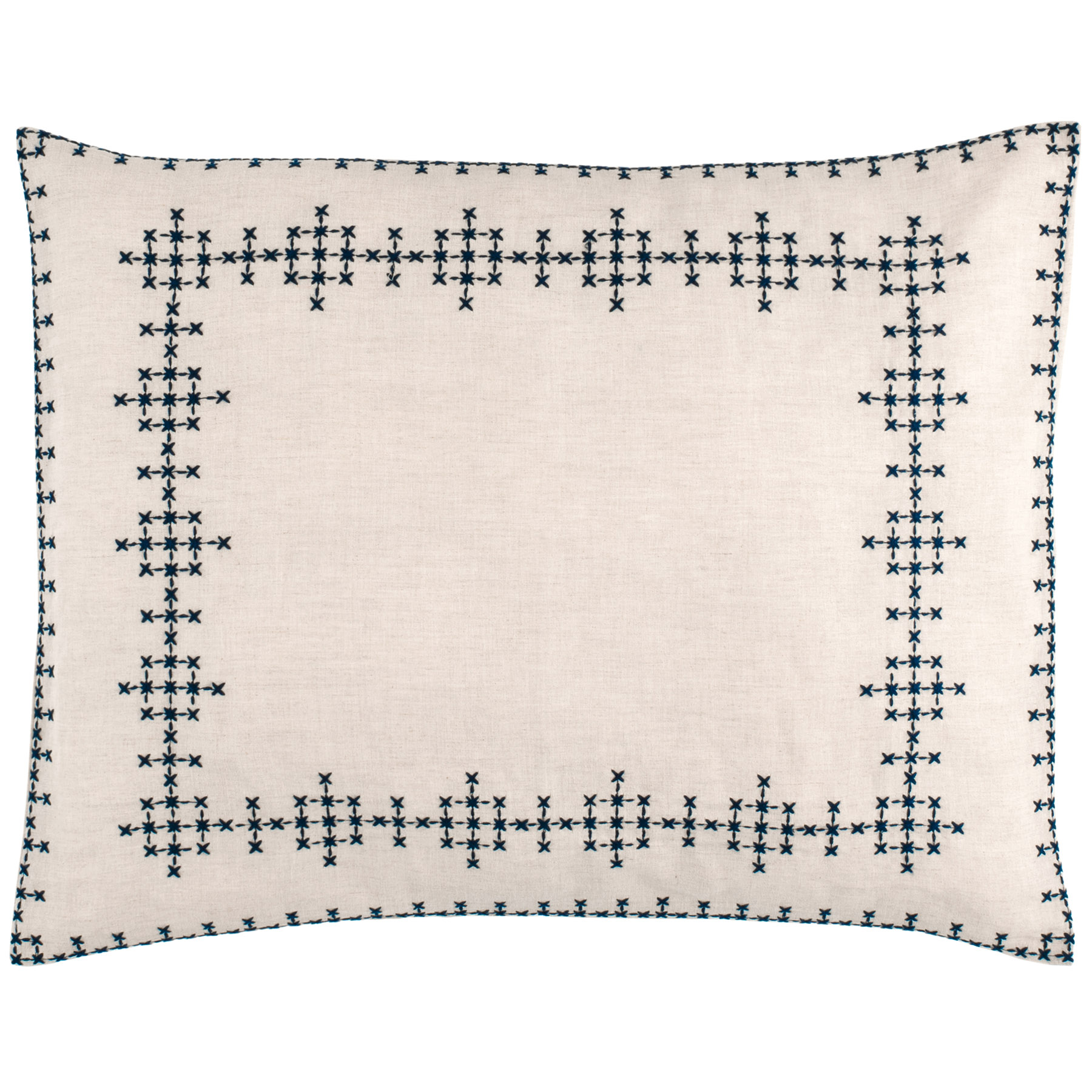 Cross-Stitch Linen Sham, Navy Cross-Stitch Linen Sham, Navy