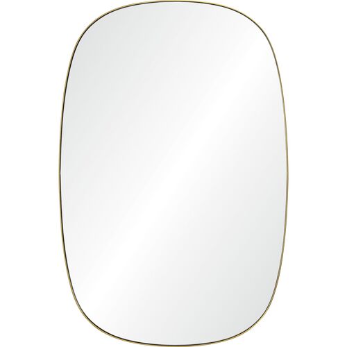 Thanatos Soft Rounded Wall Mirror, Brushed Brass