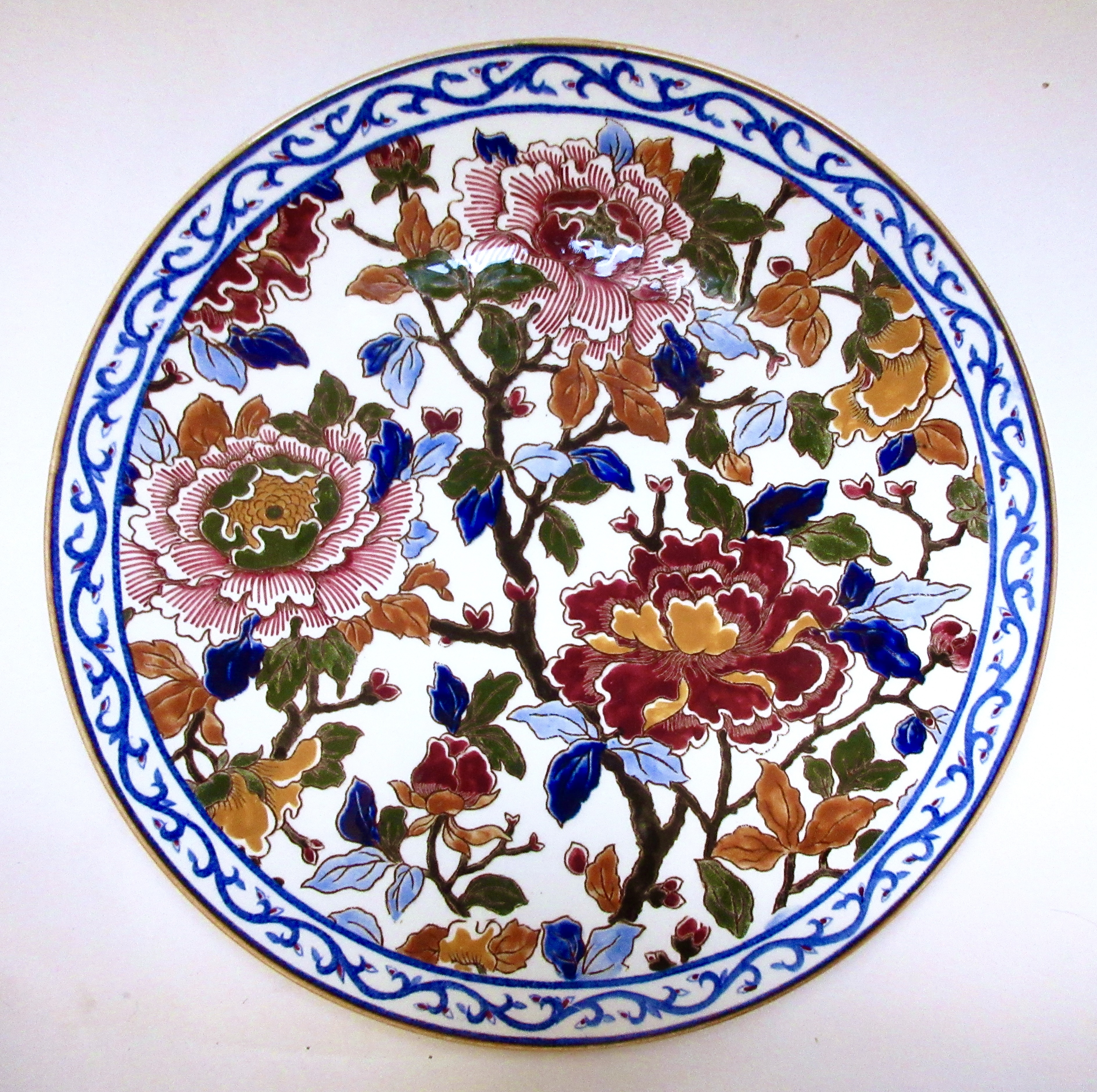 Gien French Faience Peonies Platter -12"~P77681052