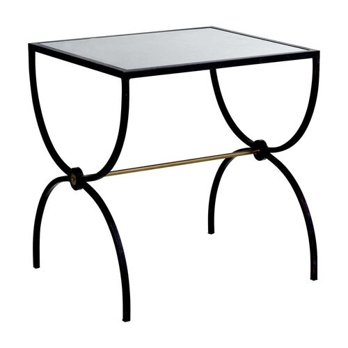 Marion Side Table, Textured Black/Brass~P77606263
