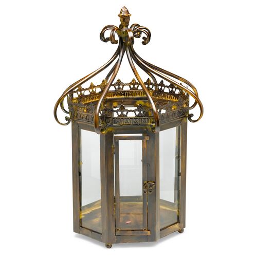 24" Merino Octagonal Lantern, Antiqued Brass~P77435829