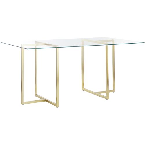 Mila Glass Rectangular Dining Table, Gold~P77647659