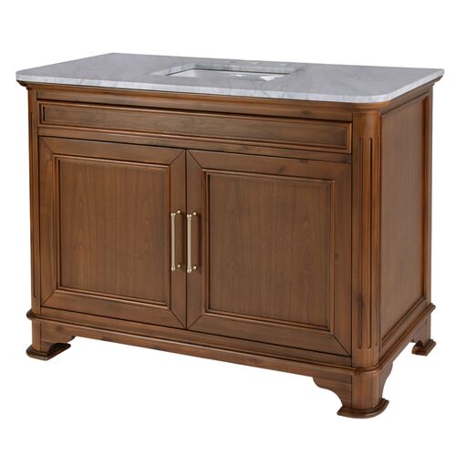 Maureen 48" Marble Top Single Sink Bathroom Vanity, Natural Walnut Maureen 48" Marble Top Single Sink Bathroom Vanity, Natural Walnut