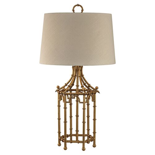 Bamboo Birdcage Lamp, Gold Leaf~P77330467