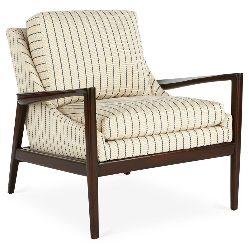 Ebonwood Accent Chair, Blue Stripe