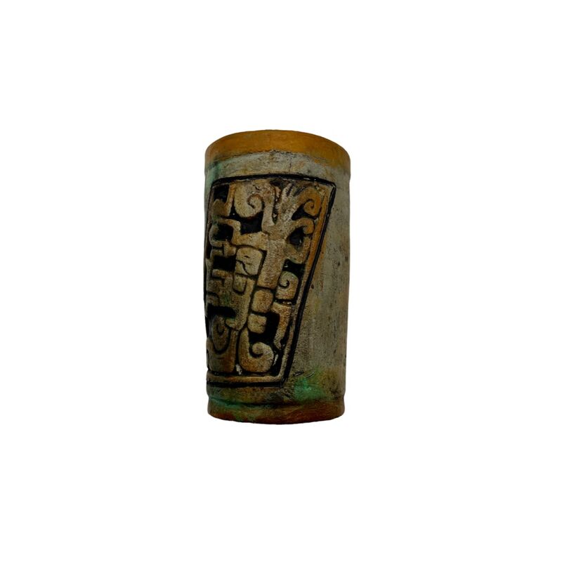 C. 1970s Mayan-Style Cylindrical Vase