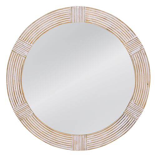 Richard Round Wall Mirror, White Wash