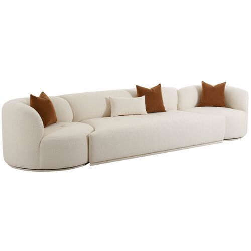 Kylan Cream Boucle 3-Piece Modular Sofa, Cream