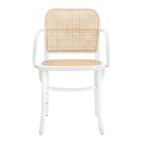 Dorinda Cane Dining Chair, White/Natural~P69494808