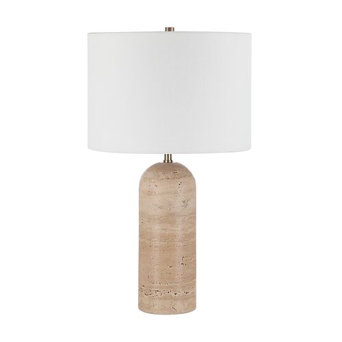 Quorra Travertine Table Lamp, Cream