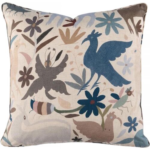 Tiki Tiki Otomi Bird Pillow, Beige/Multi Tiki Tiki Otomi Bird Pillow, Beige/Multi