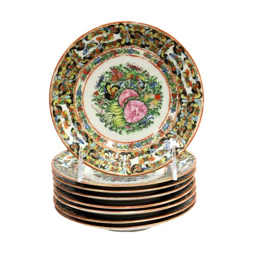 Rose Medallion Butterfly Plates S/8~P77608088