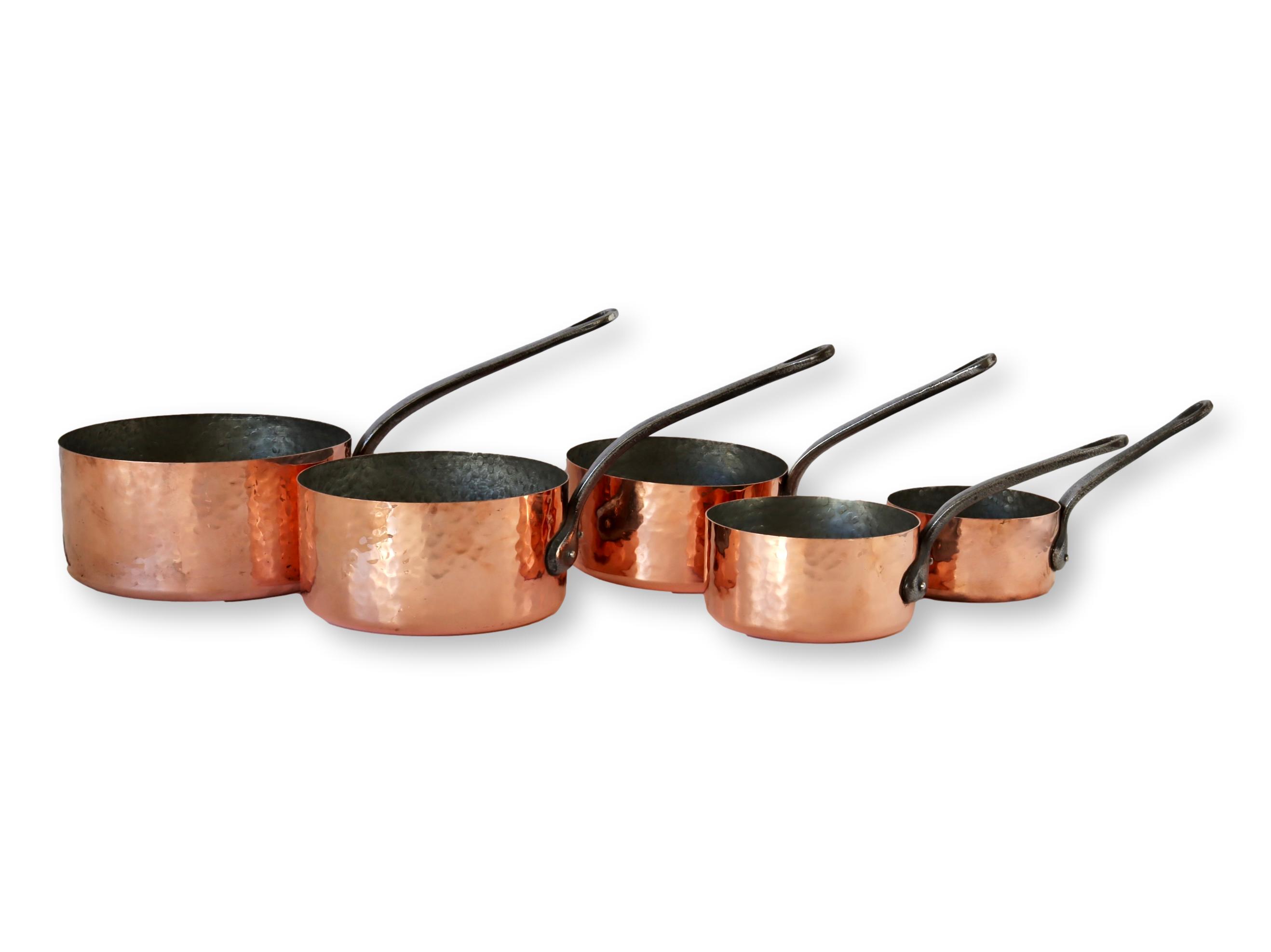 French Hammered Copper Sauce Pans, S/5~P77689548