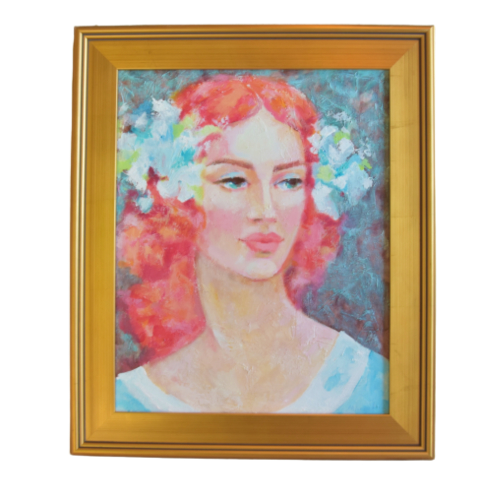 Dreamy Floral Lady Portrait Oil Painting~P77681934