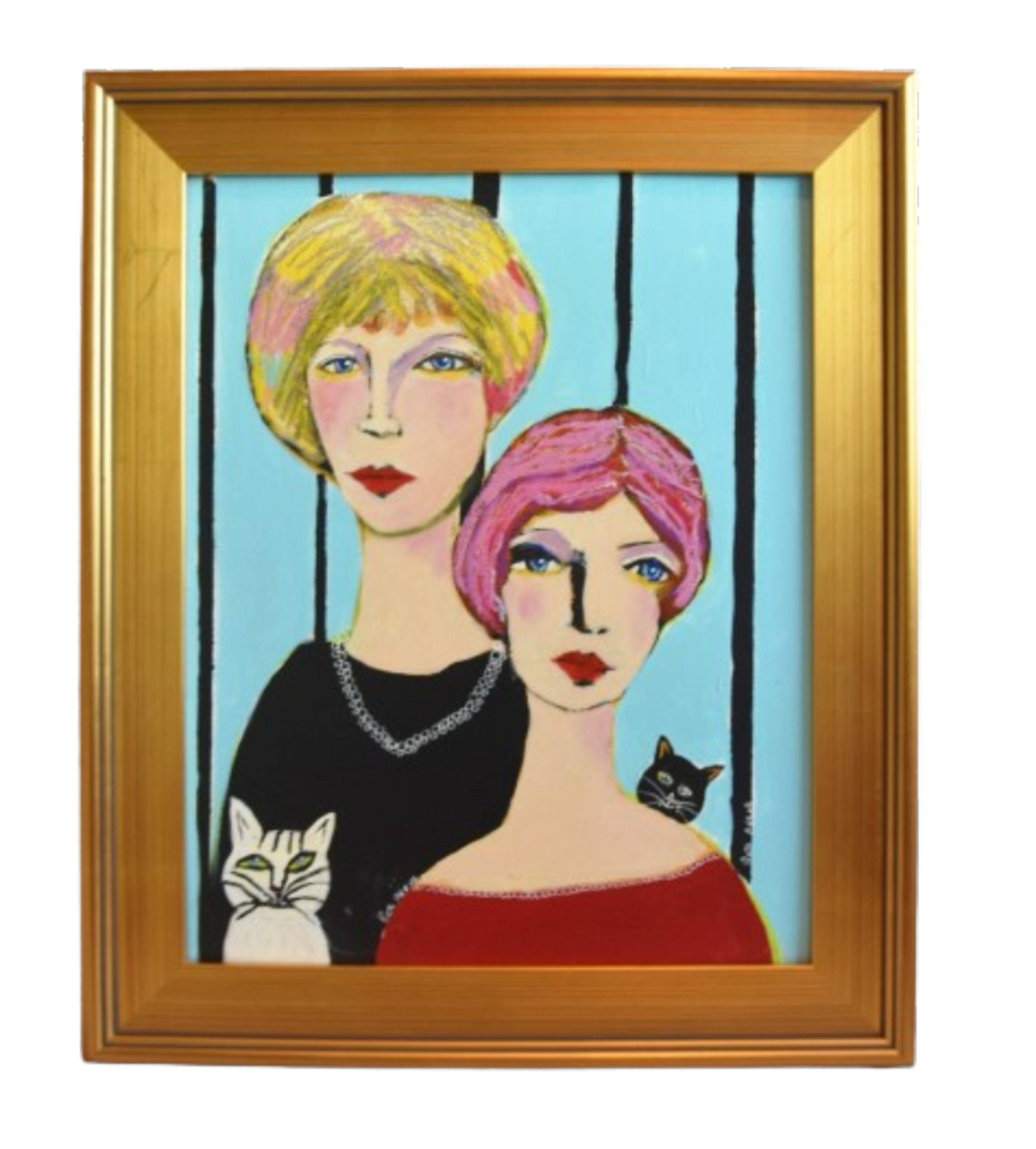 French Sisters W/ Cats/Kittens Portrait~P77684232
