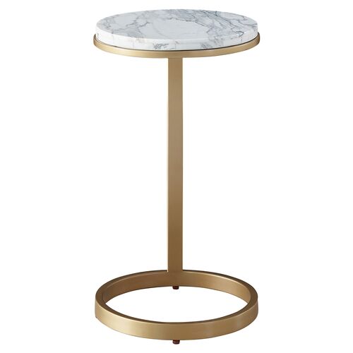 Tranquility White Carrara Side Table, Soft Gold~P111111769