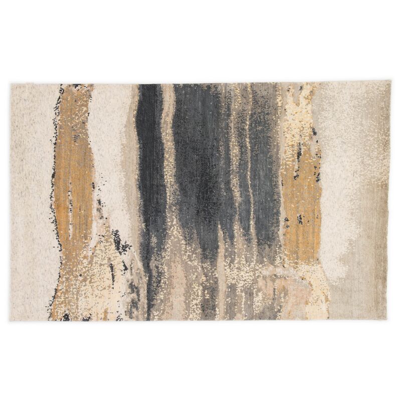 Migonne Hand-Knotted Rug, Gold/Gray