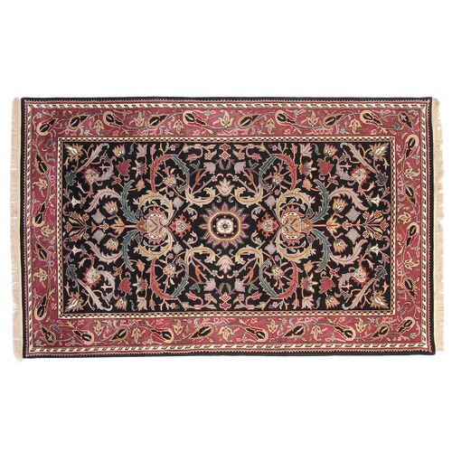 Moghul Rug, Black/Mauve, 4x6