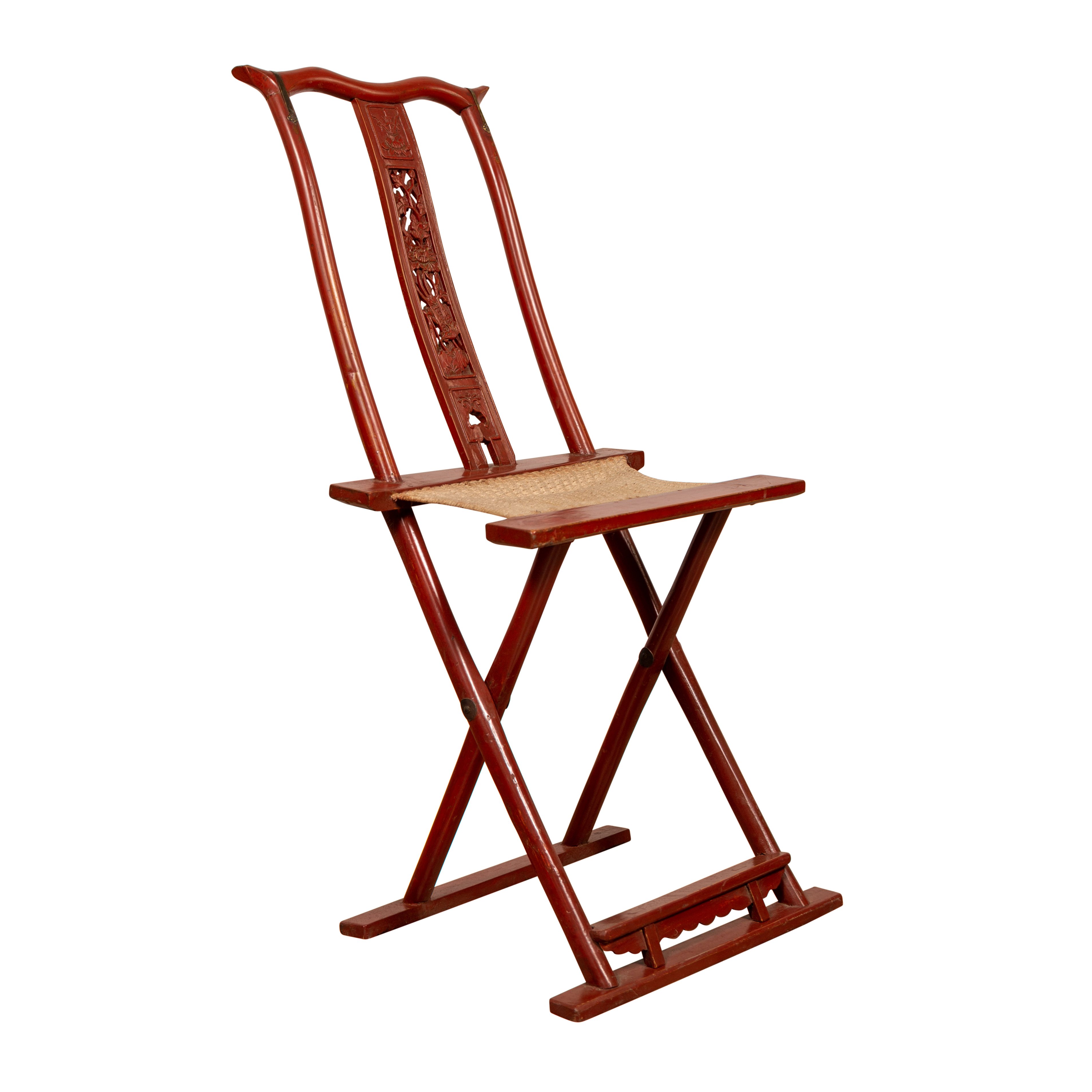 Chinese Red Lacquered Folding Chair~P77555372