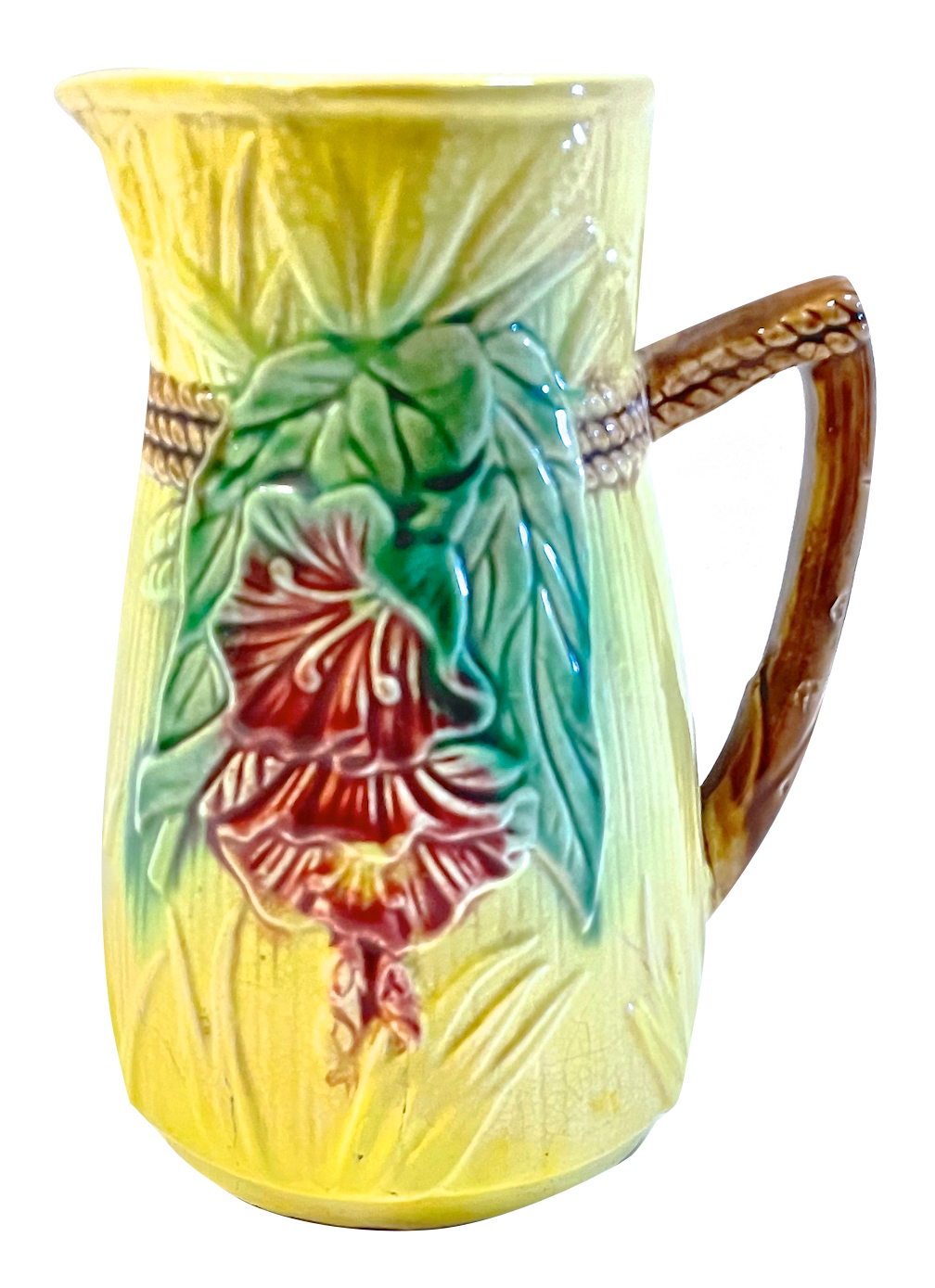 Majolica Floral & Corn Motif Pitcher~P77657641