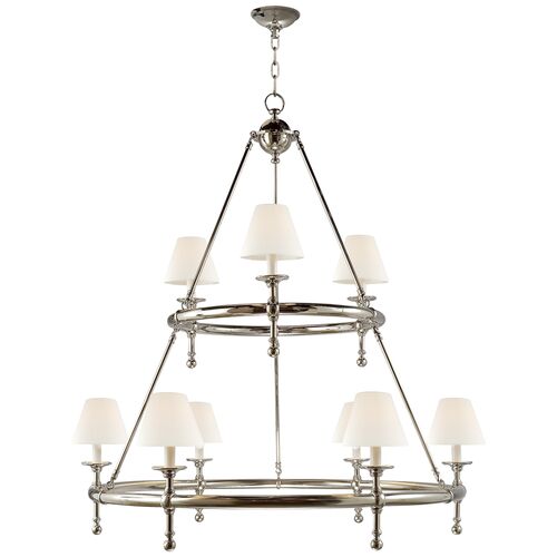 Classic Two-Tier Ring Chandelier, Polished Nickel~P77113737