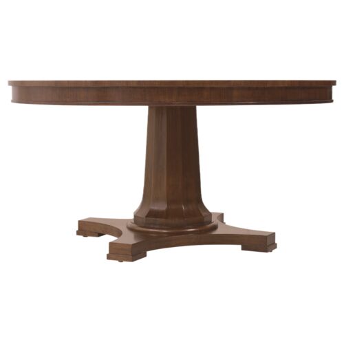 Archives Round Pedestal Dining Table, Dark Wood