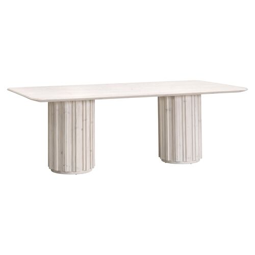Jean 86" Dining Table, White Wash Pine