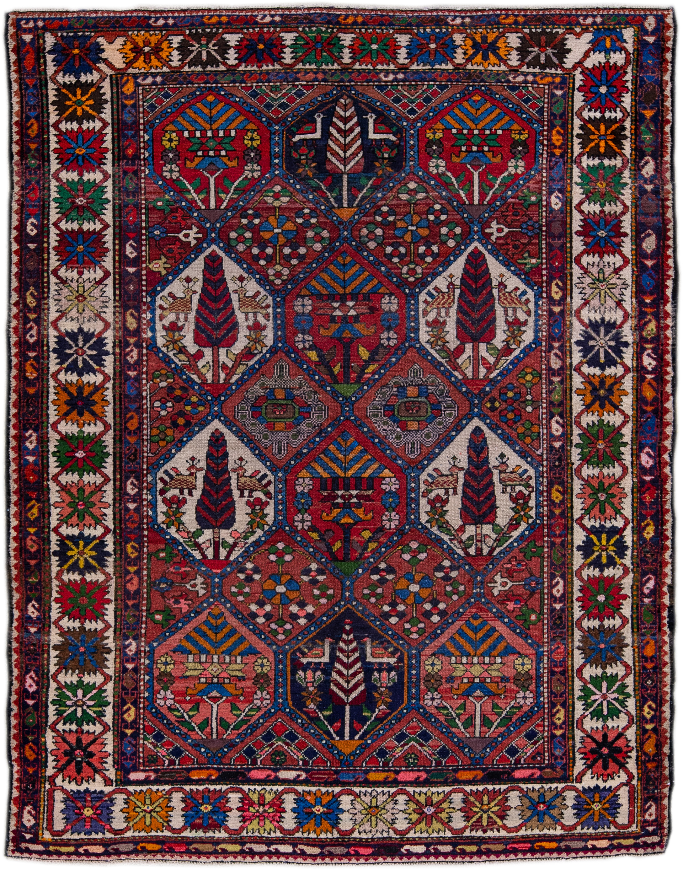 Persian Red Geometric Wool Rug~P77651241
