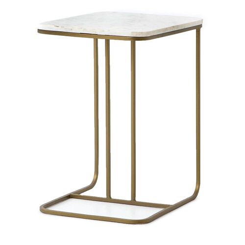 Kristina End Table, Matte Brass/Marble~P77599987