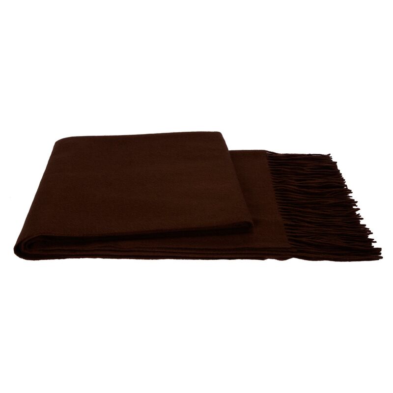 Solid Cashmere Throw, Chocolate