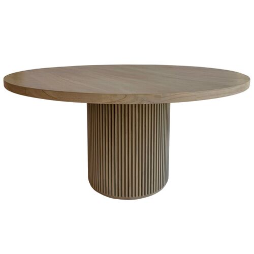 Selene 60" Round Fluted Dining Table, Mindi Gray Selene 60" Round Fluted Dining Table, Mindi Gray