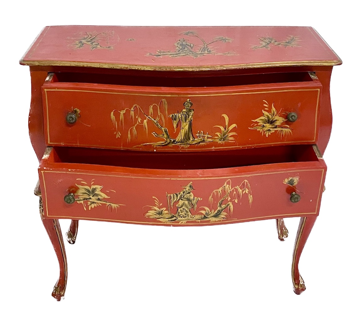 Red Chinoiserie Bombe Commode~P77681942