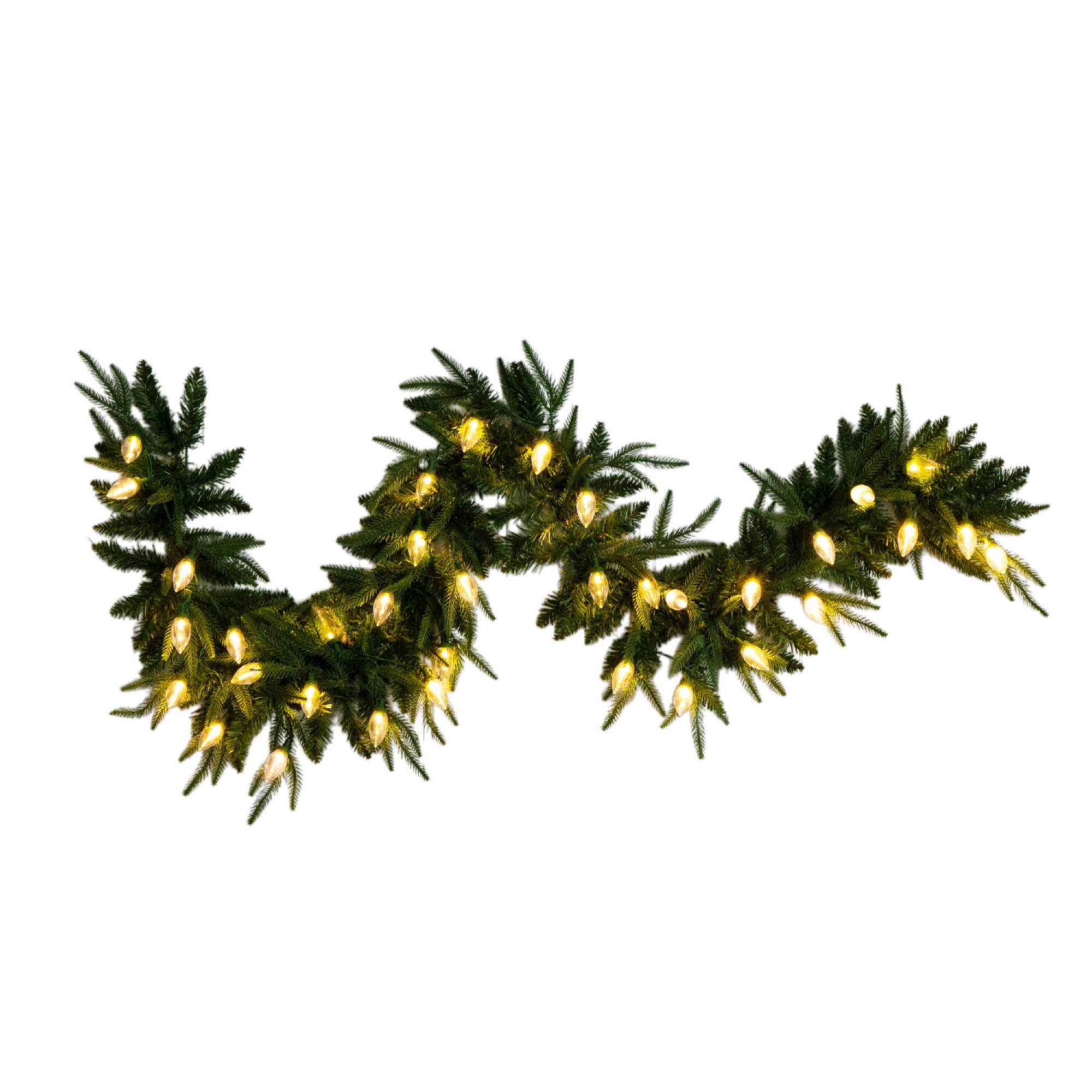 6-ft Pre-Lit Artificial Luxembourg Pine Christmas Garland with 35 Multicolored Traditional Bulb LED Lights