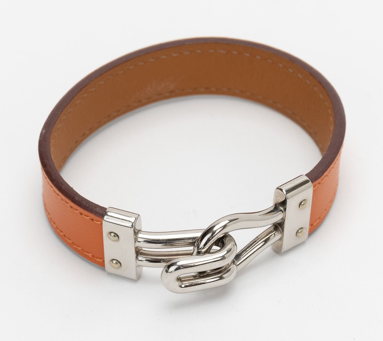 Hermès 2007 Hook Orange Swift Bracelet~P77666616
