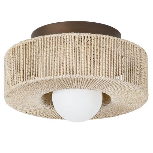 Coleman Abaca String Wrapped Flush Mount, Natural/Bronze Leaf Coleman Abaca String Wrapped Flush Mount, Natural/Bronze Leaf