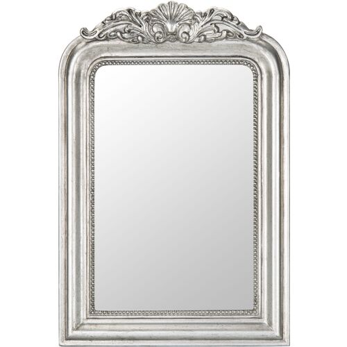 Emma Carved Crowned Wall Mirror, Silver Leaf~P77643682