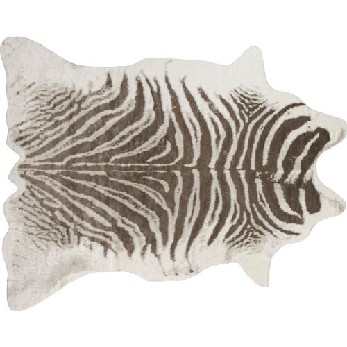 5'x8' Acadia Zebra Faux-Hide Rug, Gray~P64569154