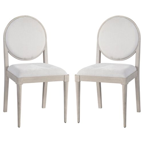 S/2 Odessa Dining Chairs, Washed Blonde Oak