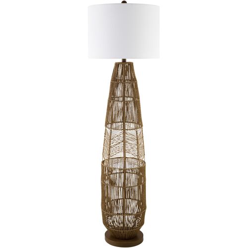 Mael Open Body Rattan Floor Lamp, Wheat