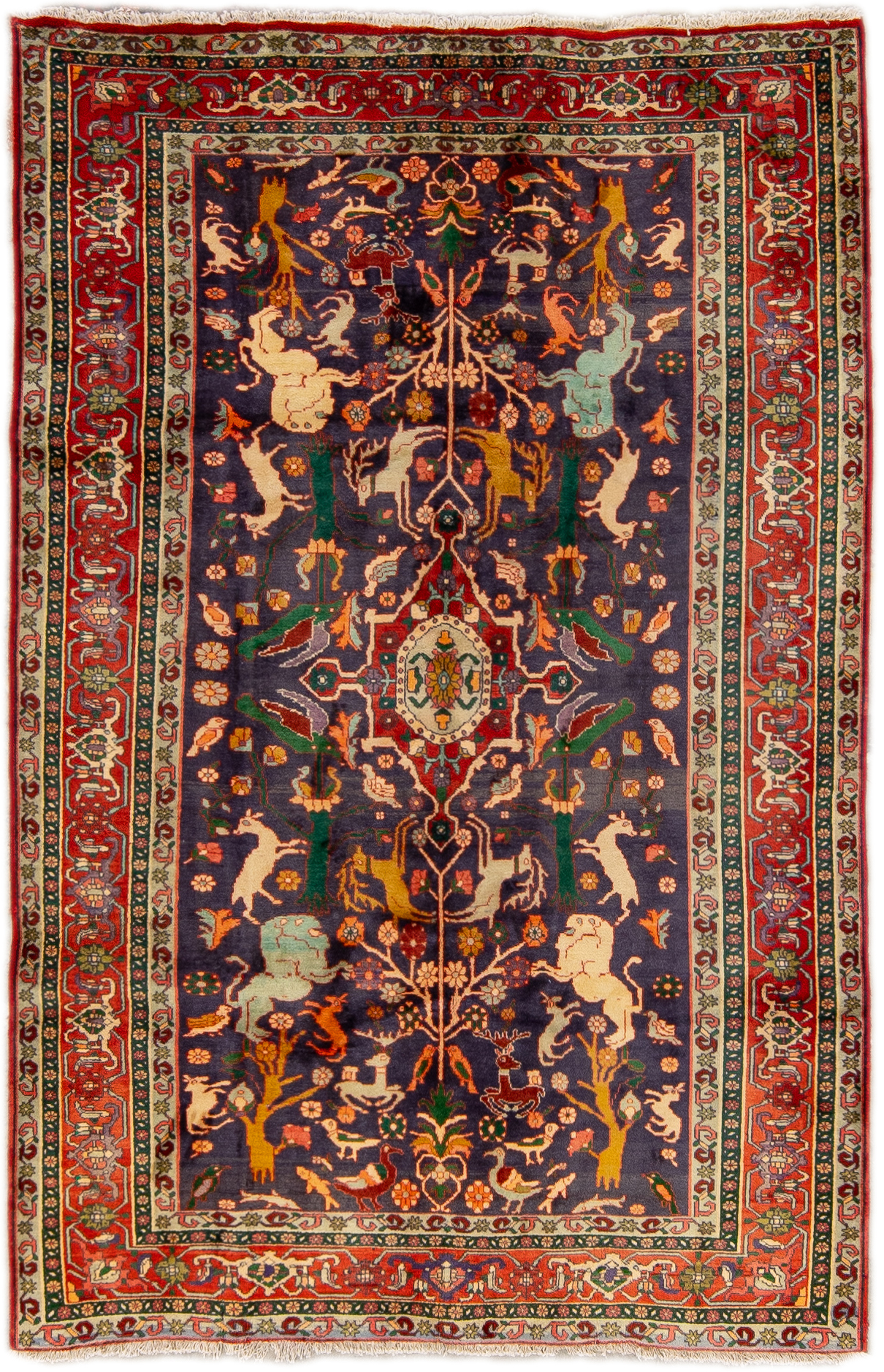 Vintage Shiraz Blue Persian Wool Rug~P77646824